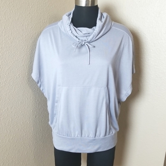 Prana Gray Cowl Neck Open Side Short Sleeve Top - Picture 1 of 7